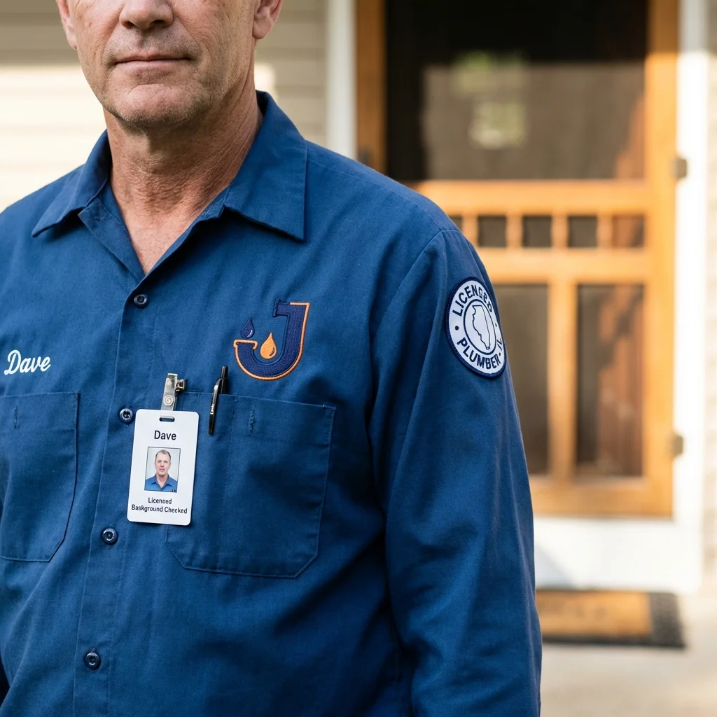 Licensed plumber showing ID badge in Anadarko, OK