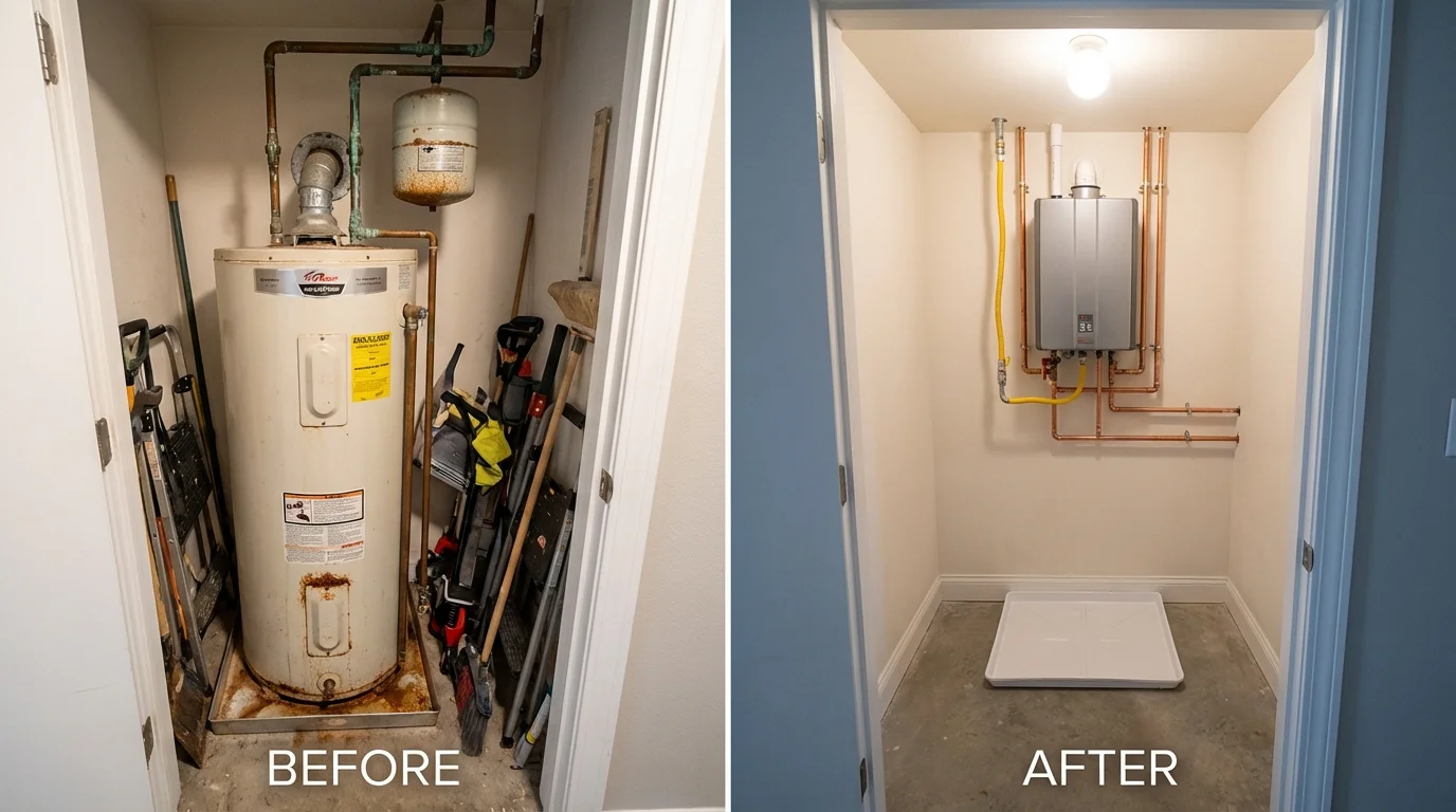 Tank water heater versus wall-mounted tankless unit comparison for Anadarko, OK homeowners